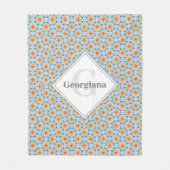 Mit Monogramm Rainbow Floral Mandala Art Deco Fans Fleecedecke (Vorderseite)