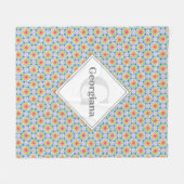 Mit Monogramm Rainbow Floral Mandala Art Deco Fans Fleecedecke (Vorderseite (Horizontal))