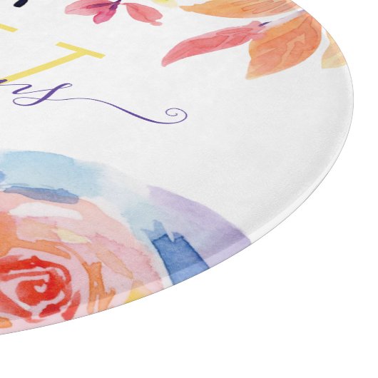 Mit Monogramm Rainbow-Floral-Schneidbrett Schneidebrett (Ecke)