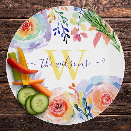 Mit Monogramm Rainbow-Floral-Schneidbrett Schneidebrett