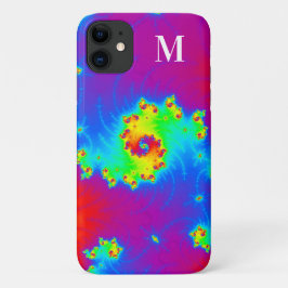 Mit Monogramm Rainbow Gradient Spiral Fraktal Case-Mate iPhone Hülle