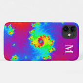 Mit Monogramm Rainbow Gradient Spiral Fraktal Case-Mate iPhone Hülle (Rückseite (Horizontal))