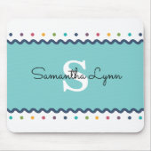 Mit Monogramm Rainbow Polka Dot Mousepad (Vorne)