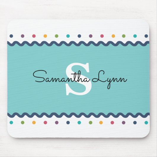 Mit Monogramm Rainbow Polka Dot Mousepad (Vorne)