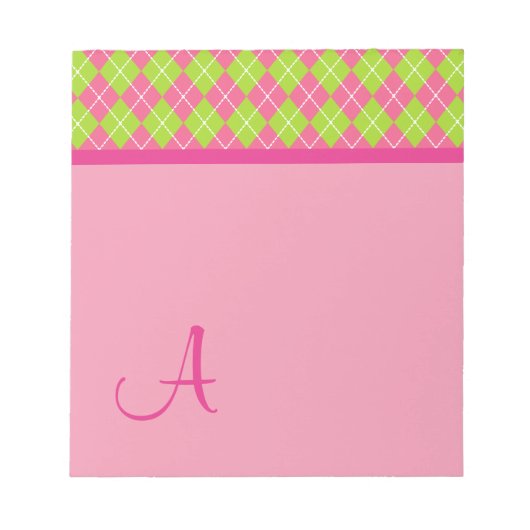 Mit Monogramm Raute Notepad Notizblock (Vorderseite)