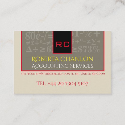 Mit Monogramm Rechnungslegung Euro Business Card Visitenkarte (Vorderseite)