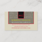 Mit Monogramm Rechnungswesen 3,5" x 2,0" Visitenka Visitenkarte (Rückseite)