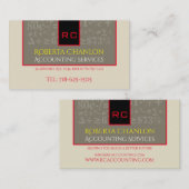 Mit Monogramm Rechnungswesen 3,5" x 2,0" Visitenka Visitenkarte (Vorne/Hinten)