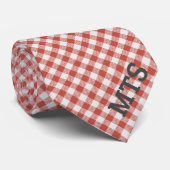 Mit Monogramm Red and White Gingham Checked Lässig Krawatte (Gerollt)