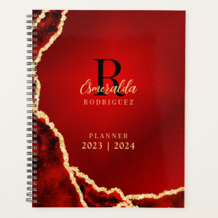 Mit Monogramm Red Black Gold Agate 2023 2024 Elega Planer