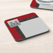 Mit Monogramm Red Black Gray Untersetzer Set (6) (Linke Seite)