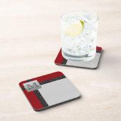 Mit Monogramm Red Black Gray Untersetzer Set (6) (Rechte Seite)