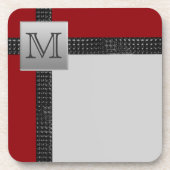 Mit Monogramm Red Black Gray Untersetzer Set (6) (Vorderseite)