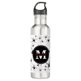 Mit Monogramm Red & Black Spider Muster Edelstahlflasche