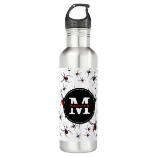 Mit Monogramm Red & Black Spider Muster Edelstahlflasche