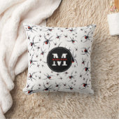 Mit Monogramm Red & Black Spider Muster Kissen (Decke)