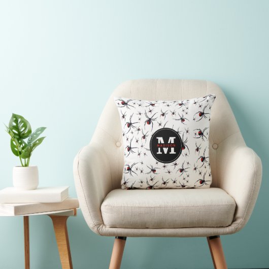 Mit Monogramm Red & Black Spider Muster Kissen (Stuhl )
