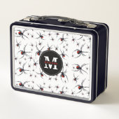 Mit Monogramm Red & Black Spider Muster Metall Brotdose (Rückseite)