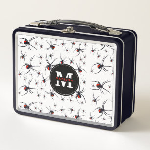 Mit Monogramm Red & Black Spider Muster Metall Brotdose