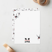 Mit Monogramm Red & Black Spider Muster Mitteilungskarte (Vorderseite/Rückseite Beispiel)