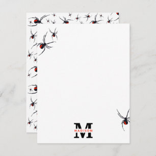 Mit Monogramm Red & Black Spider Muster Mitteilungskarte
