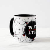 Mit Monogramm Red & Black Spider Muster Tasse (Vorderseite Links)