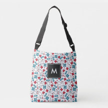 Mit Monogramm Red Blue Medical Pattern Nurse