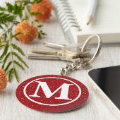 Mit Monogramm Red Glitz BB Schlüsselanhänger (Seite)