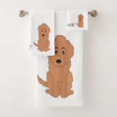 Mit Monogramm Red Goldendoodle Dog Design Badhandtuch Set (Insitu)