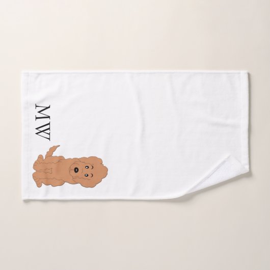Mit Monogramm Red Goldendoodle Dog Design Badhandtuch Set (Handtuch)