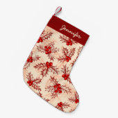 Mit Monogramm Red Pink Christmas Holly Kleiner Weihnachtsstrumpf (Vorderansicht (hängend))