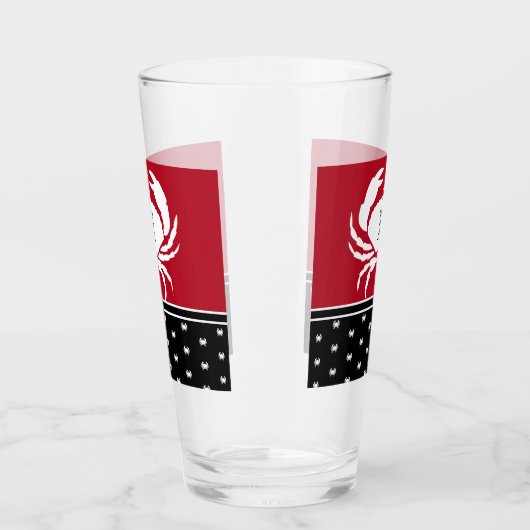 Mit Monogramm Red Schwarz-weiß Crab Nautical Glas (Links)