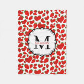 Mit Monogramm Red Strawberries Muster Fleecedecke (Vorderseite)