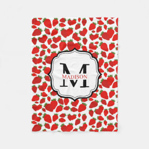 Mit Monogramm Red Strawberries Muster Fleecedecke