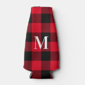 Mit Monogramm Red und Black Lumberjack Buffalo Kar Flaschenkühler (Vorderseite)