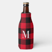Mit Monogramm Red und Black Lumberjack Buffalo Kar Flaschenkühler (Flaschenvorderseite)