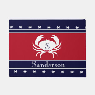 Mit Monogramm Red White Black Crab Kitchen Rug Fußmatte