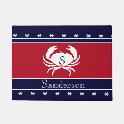 Mit Monogramm Red White Black Crab Kitchen Rug Fußmatte (Vorderseite)