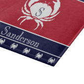 Mit Monogramm Red White Black Crab Kitchen Rug Schneidebrett (Ecke)