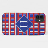 Mit Monogramm Red White & Blue Kariert Patriot Case-Mate iPhone Hülle (Rückseite (Horizontal))