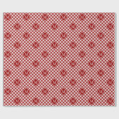 Mit Monogramm Red White Buffalo Karo Pattern Geschenkpapier (Flach)