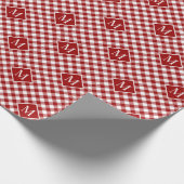 Mit Monogramm Red White Buffalo Karo Pattern Geschenkpapier (Ecke)