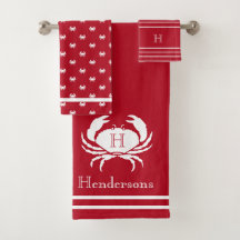 Mit Monogramm Red White Crab Schönes Badetuch Set