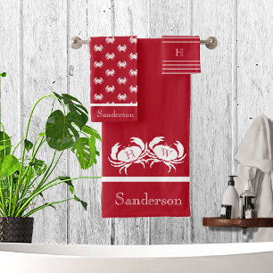 Mit Monogramm Red White Crab Schönes Badetuch Set
