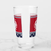 Mit Monogramm Red White Navy Blue Crab Glas (Links)