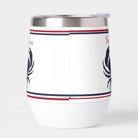 Mit Monogramm Red White Navy Blue Crab Nautic (Links)