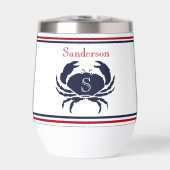 Mit Monogramm Red White Navy Blue Crab Nautic (Vorderseite)
