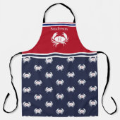 Mit Monogramm Red White Navy Blue Crab Nautic Apro Schürze (Vorderseite)