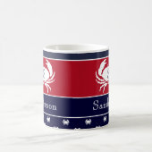 Mit Monogramm Red White Navy Blue Crab Nautic Kaffeetasse (Mittel)