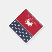 Mit Monogramm Red White Navy Blue Crab Nautic Nick Serviette (Ecke)